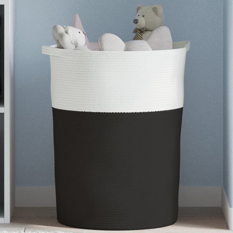 Vidaxl Panier De Rangement Noir Et Blanc Ø49x65 Cm Coton