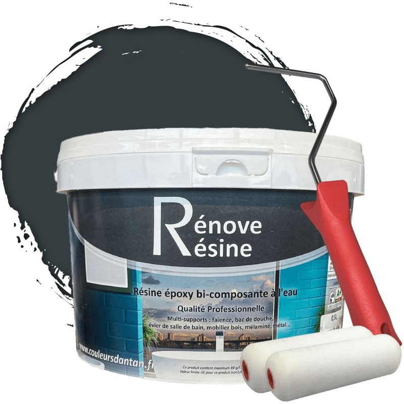 Peinture Résine multisupport Intérieur pour Faïence, Carrelage, Douche, Baignoire 5m² - RAL 6012 Vert noir + Kit d'application OFFERT