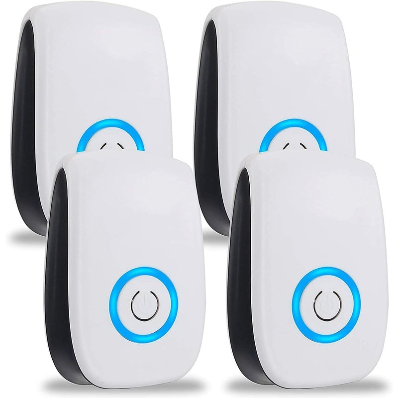 22-65 KHZ Répulsif Ultrason Anti Rongeur Insectes, Puissant 4 Pack Fréquence Changer Répulsif Antiparasitaire pour Occasions Polyvalentes Anti Rats, Souris, Fourmis, Cafards