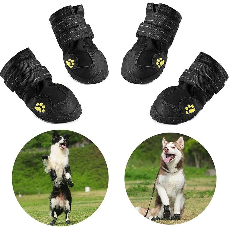 Bottes Pour Chien De Protection, Étanche Chaussures Pour Chiens Avec Bretelles Réglables Réfléchissantes Pour Taille Moyenne Et Grande (4#)