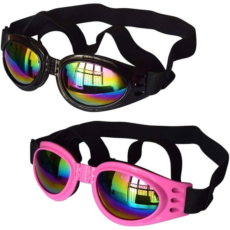 Lot De 2 Lunettes De Protection Pour Chien, Sangle Réglable, Protection Des Yeux Pour Voyage, Ski, Lunettes De Soleil Étanches Pour Chien (Noir, Rose)