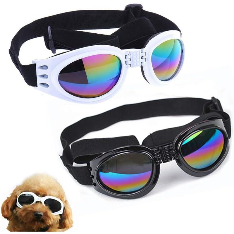 Lot De 2 Lunettes De Protection Pour Chien, Sangle Réglable, Protection Des Yeux Pour Voyage, Ski, Lunettes De Soleil Étanches Pour Chien (Noir, Blanc)