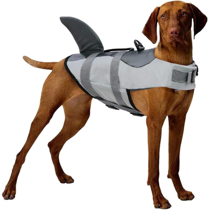 Gilet De Sauvetage Pour Chien Réglable Avec Souple Poignée Gilet De Sauvetage Flottaison Pour Animal De Compagnie Piscine, Plage, Navigation De Plaisance Gris, L