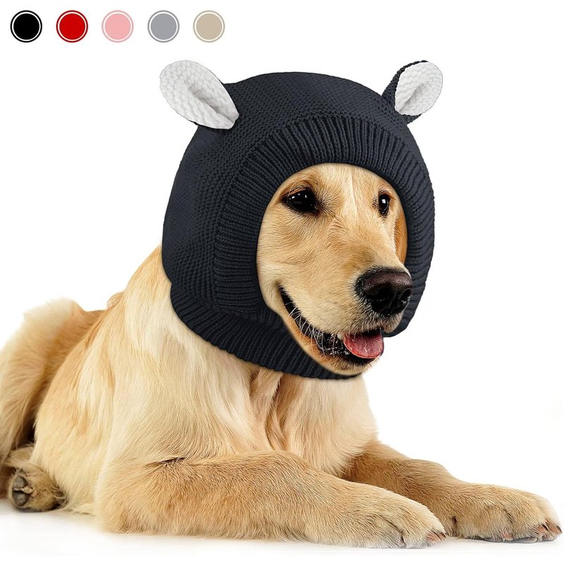 Bonnet Tricoté Pour Chien Et Animal De Compagnie - Silencieux - Chaud - Protection Contre Le Bruit - Pour Chiens De Taille Moyenne À Grande - Noir