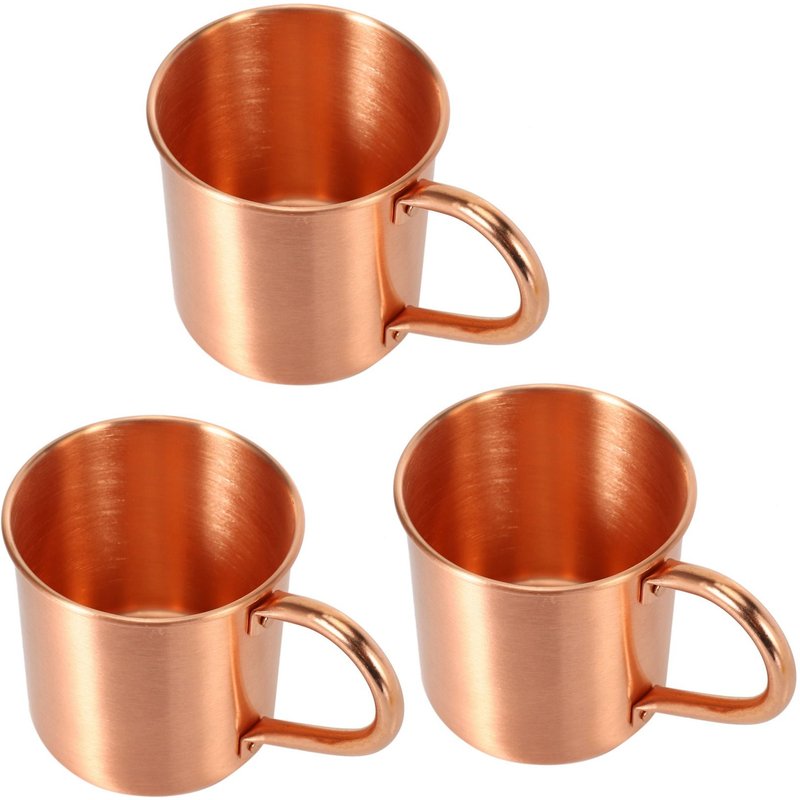 3x Mug En Cuivre Pur De Moscou Solide Lisse Sans Doublure Intérieure Pour Cocktail Café Bière Lait Tasse D' Bar À Boisson Froid