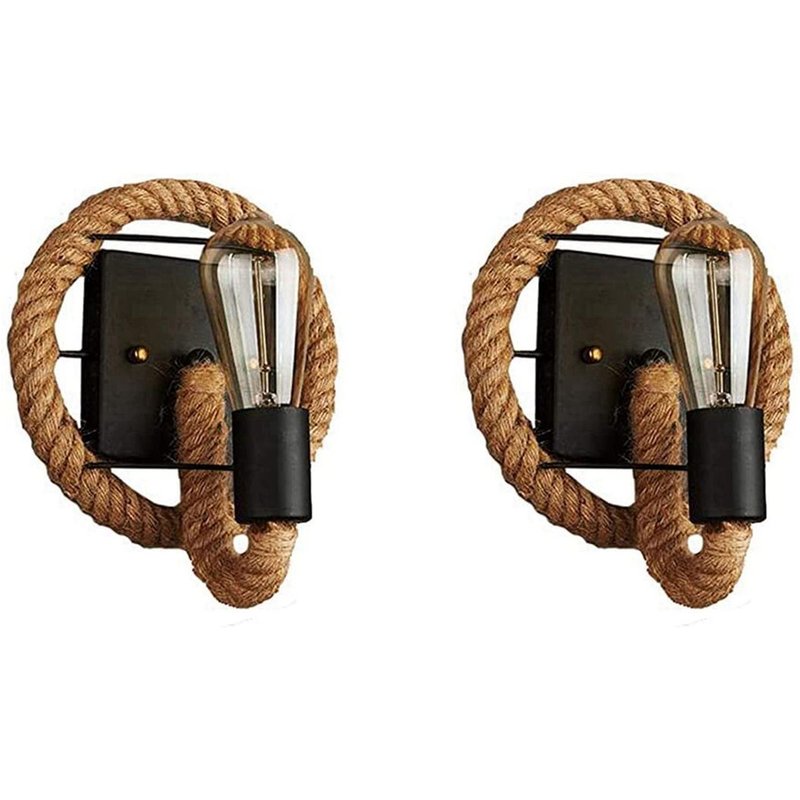 2x Applique Vintage American Rope Lampe Industrielle Personnalité Bar Applique Murale En Fer Grenier Allées Appliques Murales (Pas De Source De Lumière)