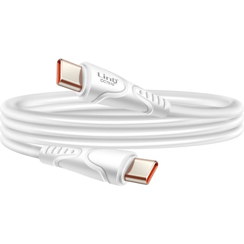 Câble USB-C vers USB-C 4A Fast Charging 80W en Silicone Flexible 1m LinQ Blanc