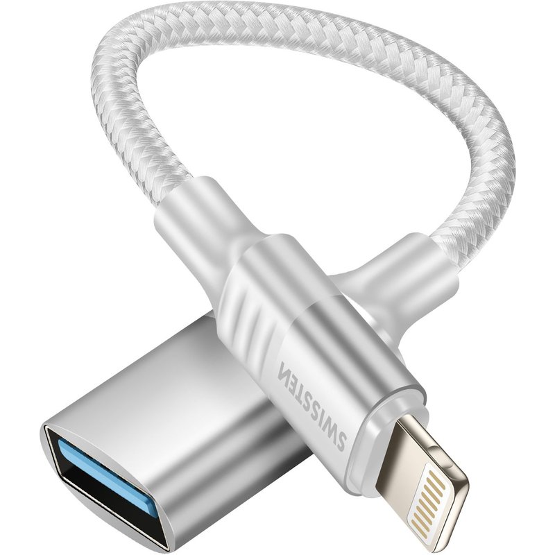 Adaptateur OTG iPhone Lightning Mâle vers USB Femelle Swissten Blanc