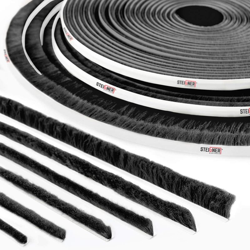 15m Joint brosse adhésif pour porte coulissante NOIR,bande de brosse anti-poussière,hauteur 4 mm