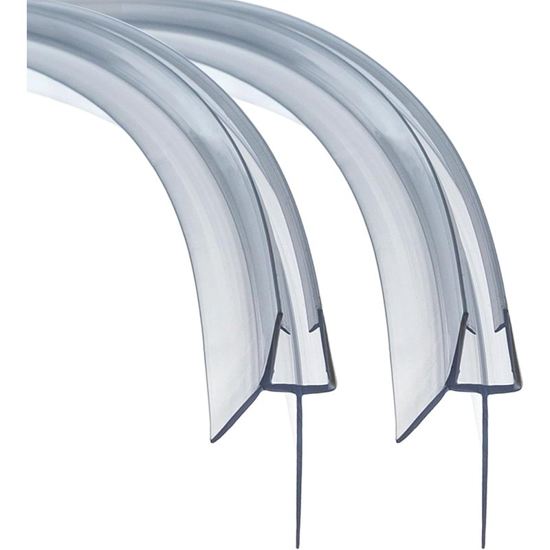 Joint de douche incurvé 2x80 cm pour portes en verre de 6 à 8 mm,avec lèvre en caoutchouc plus longue (lèvres 20 mm),situations avec une plus grande garde au sol,joint de rechange en PVC