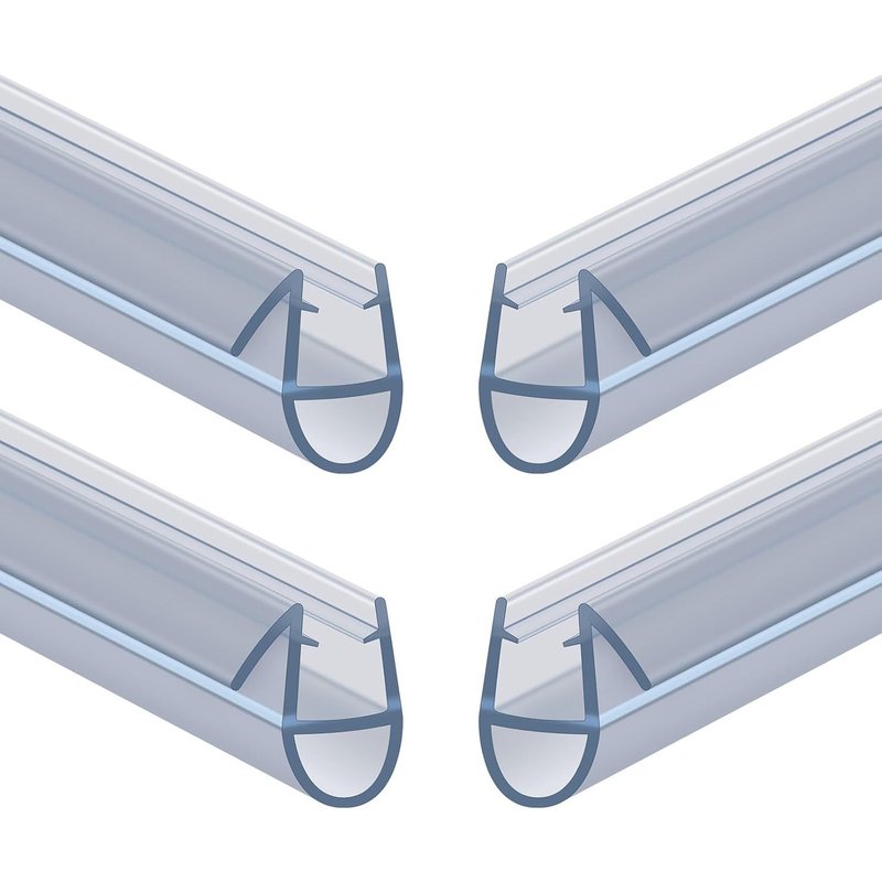 Joint de Douche pour Paroi en Verre,40CM 4PCS 4-6mm Barrière de Douche,Joint Porte Douche pour Vitre,Joint d'Étanchéité Cabine Douche Barrière Pliable,PVC Extra-épais (Transparent)