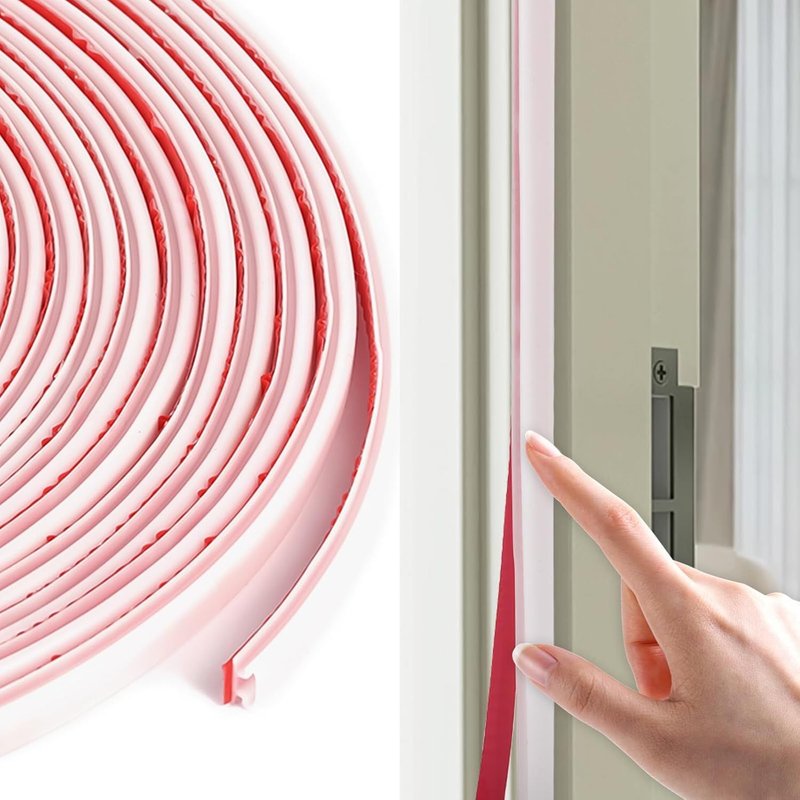 Joint de porte autocollant en caoutchouc-Joint de porte d'entrée-Bande d'étanchéité autocollante-Étanche-6 mm d'épaisseur (blanc,10 m)