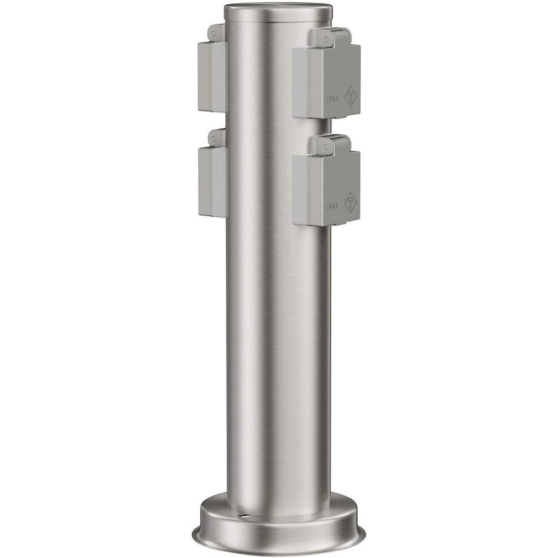 Garten Colonne De Prises Poru Pour L'Extérieur, Ip44, 4X, Acier Inoxydable, Inox, Ronde, 40 Cm