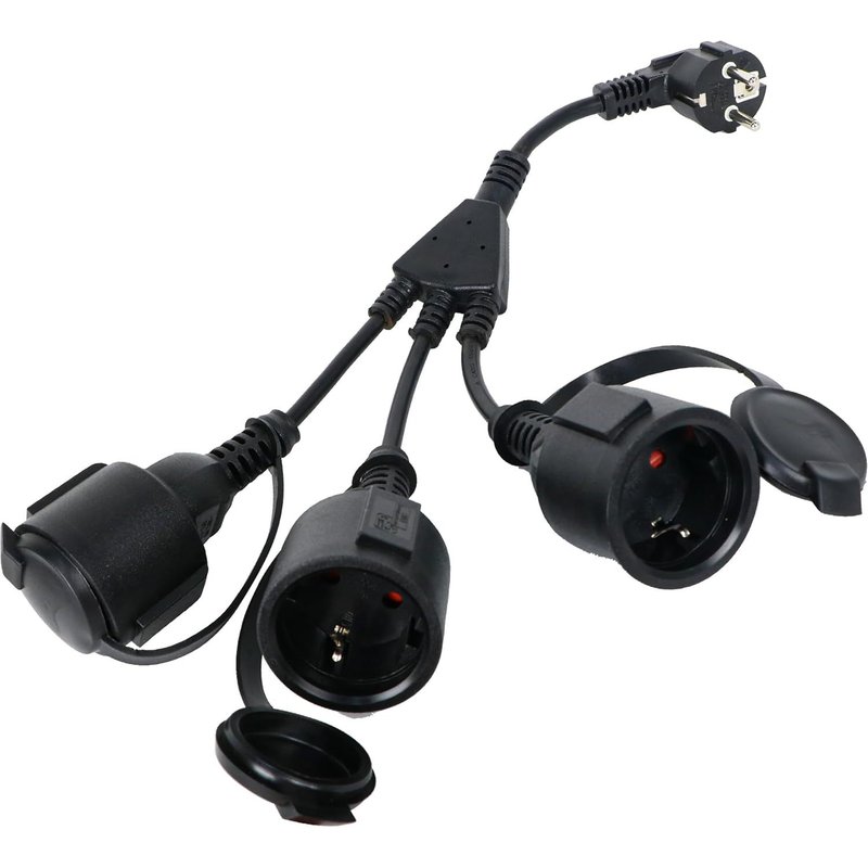 Rallonge Extérieure Avec 3 Prises Schuko : Câble D'Alimentation Étanche Ip44 U2013 Répartiteur De Prise Extérieur, Triple Fiche Pour La Maison, Le Bureau, L'Extérieur