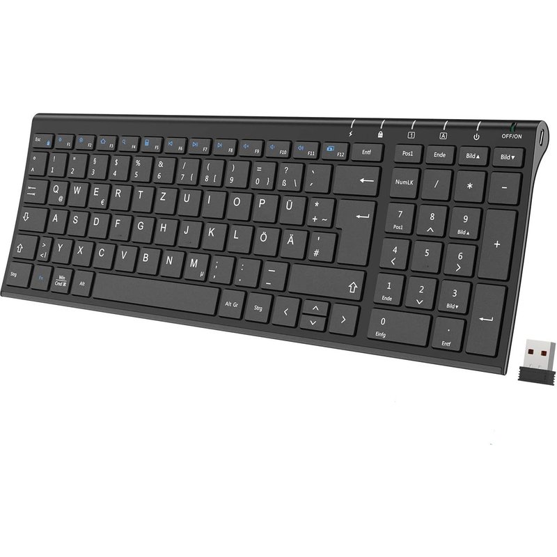 Clavier Sans Fil Allemand Aluminium Lightweight Slim Wireless Keyboard Qwertz Disposition