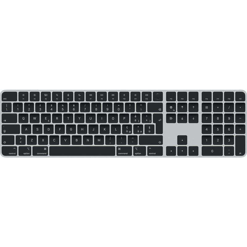 Magic Keyboard Avec Touch Id Et Pavé Numérique : Bluetooth, Rechargeable. Compatible Avec Les Ordinateurs Mac Dotés D'Une Puce Italien, Touches Noires