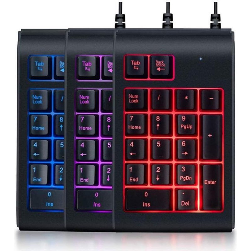 Clavier Numérique Pavé Numérique, Clavier Mécanique Tricolore Rétroéclairé À 19 Touches, Clavier Filaire Pour Ordinateur Portable, Clavier Numérique À 19 Touches, Portable Pour Le(Le Noir)