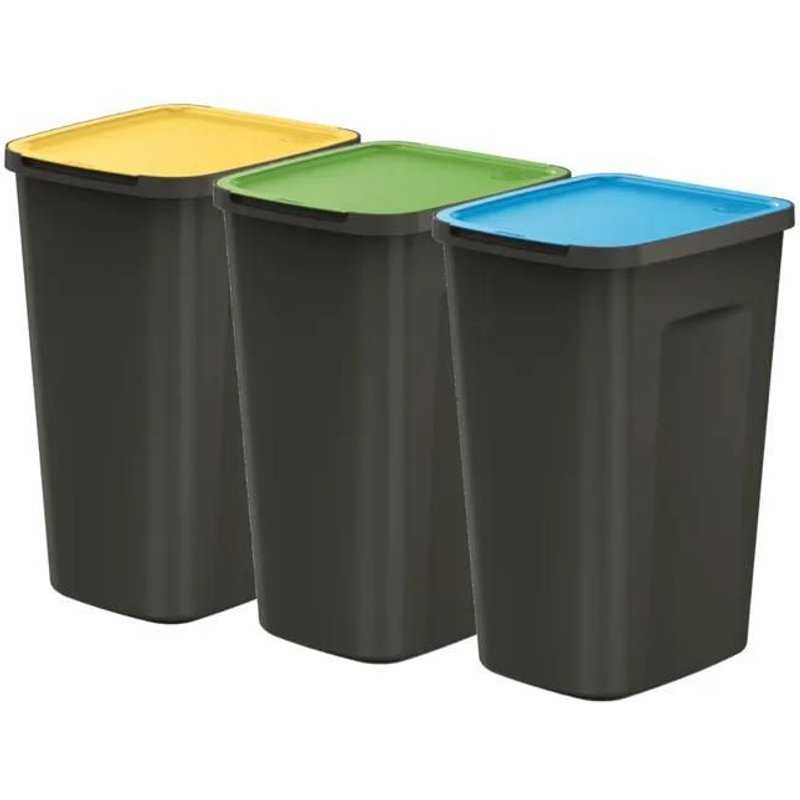 Poubelle- Set de 3 poubelles de 50 litres Système de tri des déchets, dimensions 39x34x58 cm, pour le tri des déchets