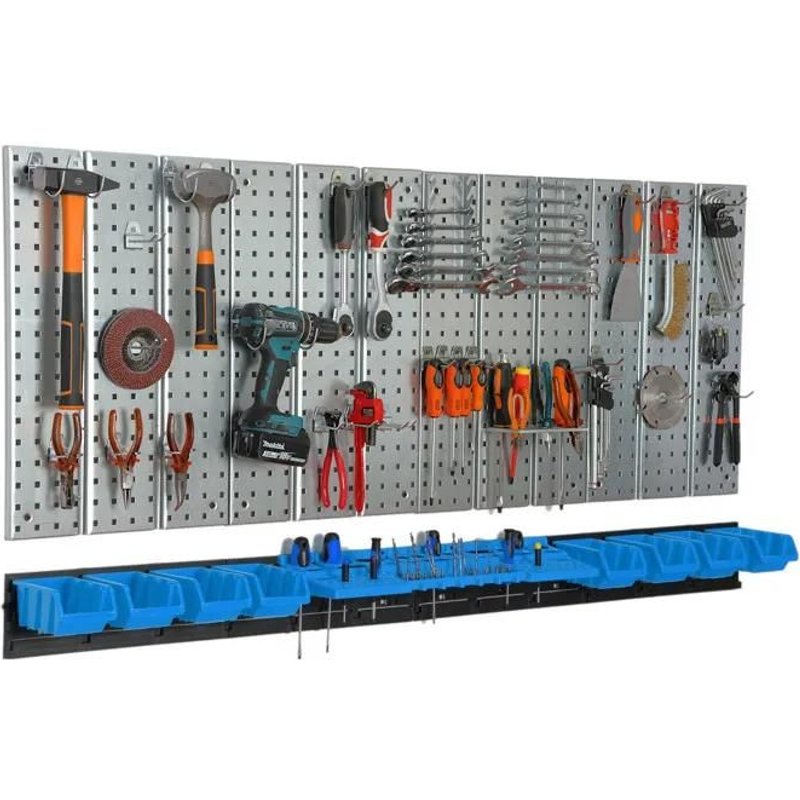 Planche à outils en métal 1560 x 713 mm mur 8 plateaux atelier garage Blue V2