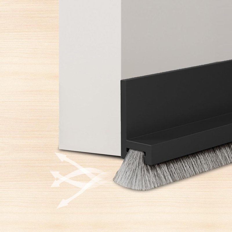 Joint de Porte,Joint Brosse Isolation Phonique Porte,Calfeutrer Bas de Porte,joint de porte d'entrée,Auto-adhésif et Peut être Coupé à la Taille,Boudin de Porte (Noir,100CM)