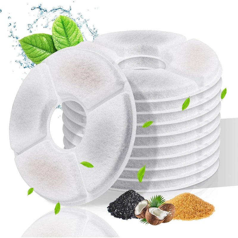 Lot De 10 Filtres De Fontaine À Eau Pour Chat Et Chien, Filtre À Eau Triple Action, Blanc