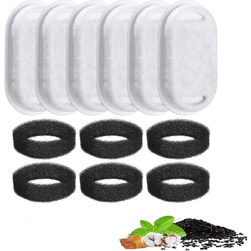 Lot De 6 Filtres De Fontaine À Eau Pour Chat, 6 Filtres À Charbon Actif, 6 Éponges En Mousse, Filtres Pour Animaux De Compagnie, Filtres De Rechange Pour Fontaines À Eau Pour Chat En Acier Inoxydable