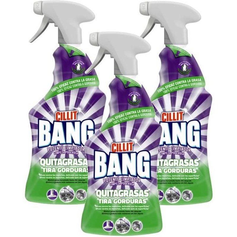 CILLIT BANG Lot de 3 Cillits Bang Spray Expert Dégraissant- Nettoyant Multi Surface sans frotter 750ml