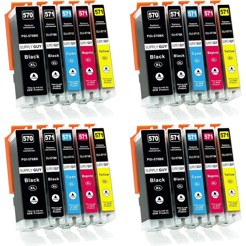 20 Ink Cartridges Compatible with Canon PGI-570 CLI-571 for Pixma MG5700 MG5750 MG5751 MG5752 MG5753 MG6800 MG6850 MG6851 MG6852 MG6853 TS5000 TS5050 TS50511 TS5055 TS6050 TS6051 TS6052