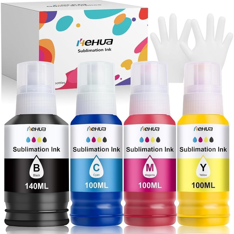 440ML Sublimation Ink Multipack Compatible with Epson E102 E104 ET-2810 ET-2820 ET-2830 ET-2815 ET-4810 ET-2850 ET-2856 ET-2870 ET-4800 for Hot Transfer T-Shirts Tumbler Cups