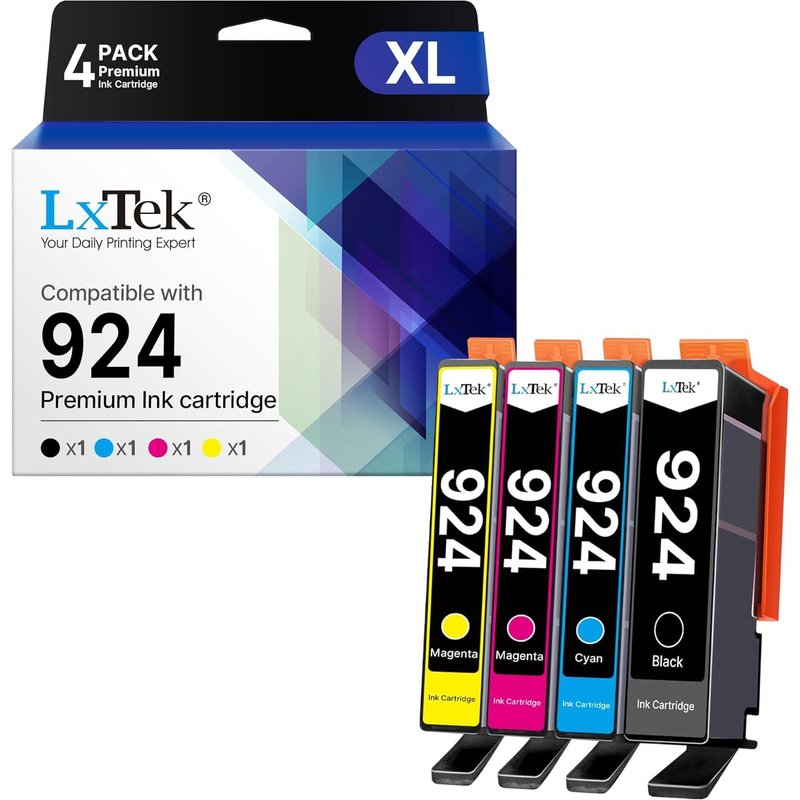 924 Ink Cartridges for HP 924 Compatible Cartridges for HP OfficeJet 8120e 8122e 8124e 8125e for OfficeJet Pro 8130e 8132e 8134e 8138e 8139e (4 Pack, Not with Chip)