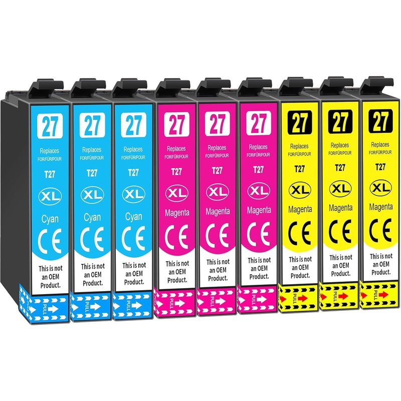 27 XL 27XL Ink Cartridges Compatible with Epson 27XL for Epson WF 3620 Workforce WF-3640 WF-7720 WF-7710 WF-7610 (3 Cyan, 3 Magenta, 3 Yellow)