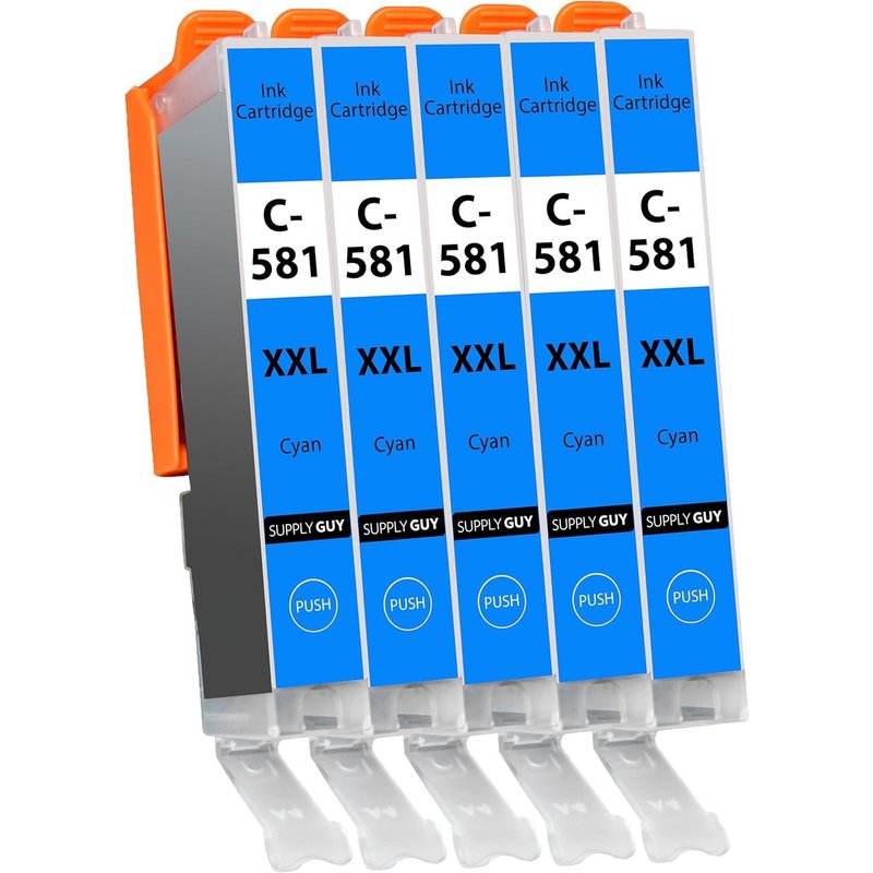 Pack of 5 XXL Ink Cartridges with Chip Compatible with Canon CLI-581 for Pixma TR7500 TR7550 TR8500 TR8550 TS6100 TS6150 TS6151 TS6300 TS6350 TS8100 TS8150 TS8151 TS8151 TS8151 TS6300