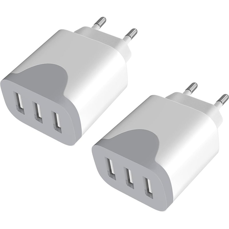 Chargeur Usb 2Pack, Prise Usb Multiple 3 Ports Adaptateur Charge Rapide Universel Prises Pour Iphone 14/13/12/11 Pro Max Mini Se Xr Xs Max Samsung Galaxy S21 S20 A71 A51 Note 20 Xiaomi Plug Charger