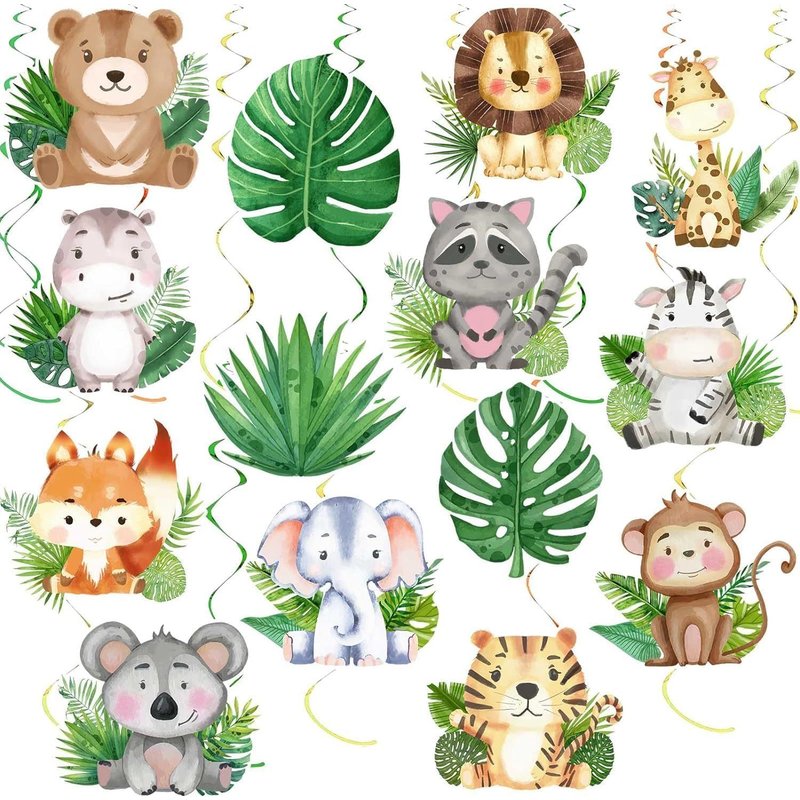 35 Pièces Animaux Suspendre Tourbillons De Plafond Guirlandes Animaux De La Jungle Suspendus Spirale Décorations De Tourbillon Pour Garcon Filles Enfants D'anniversaire Baby Shower Fête