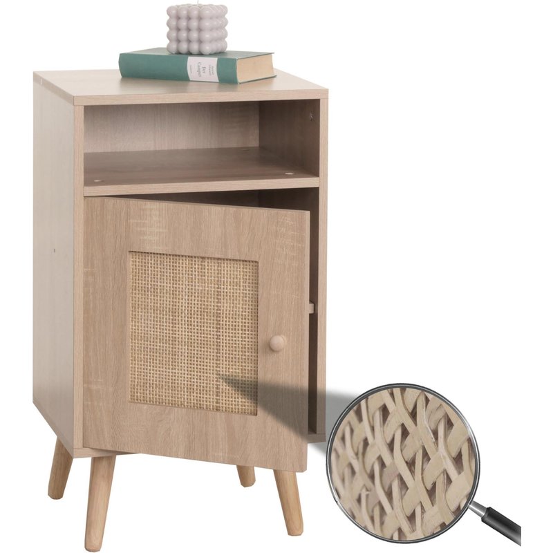 Table De Nuit Hwc-M39, Table De Chevet Table Basse, Compartiments De Rangement, Kubu Rotin Bois MĂ©laminĂ©, Aspect ChĂȘne 71x40x41cm