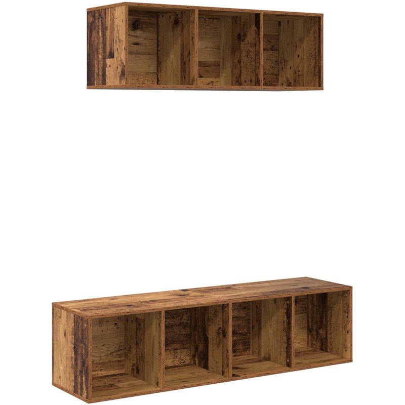 Vidaxl Ensemble De Meubles Tv 2 Pcs Bois Ancien 37 X 37 X 142.5 Cm