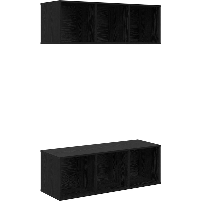 Vidaxl Meubles Tv Muraux 2 Pcs Chêne Noir 37 X 37 X 107,5 Cm