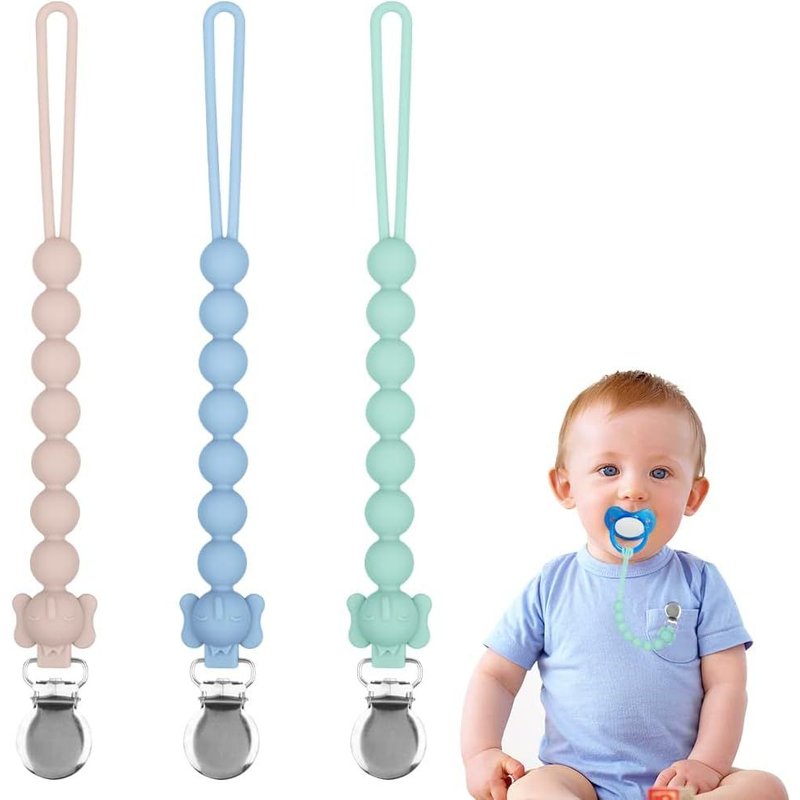 Attache Sucette Silicone,3pcs Attache Sucette Avec Pince Attache Tetine Pour Bébé Pour Fixer Tétine Aux Vêtements De Bébé Pour Cadeau De Douche De Bébé