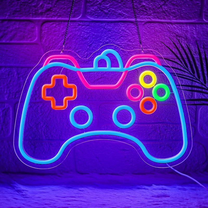 Enseigne Au Néon De Manette De Jeu Enseigne Lumineuse Néon À Intensité Variable Pour Salle De Jeux Usb Éclairage Led Pour Chambre D'Enfant, Décoration Murale, Cadeau Pour Adolescent