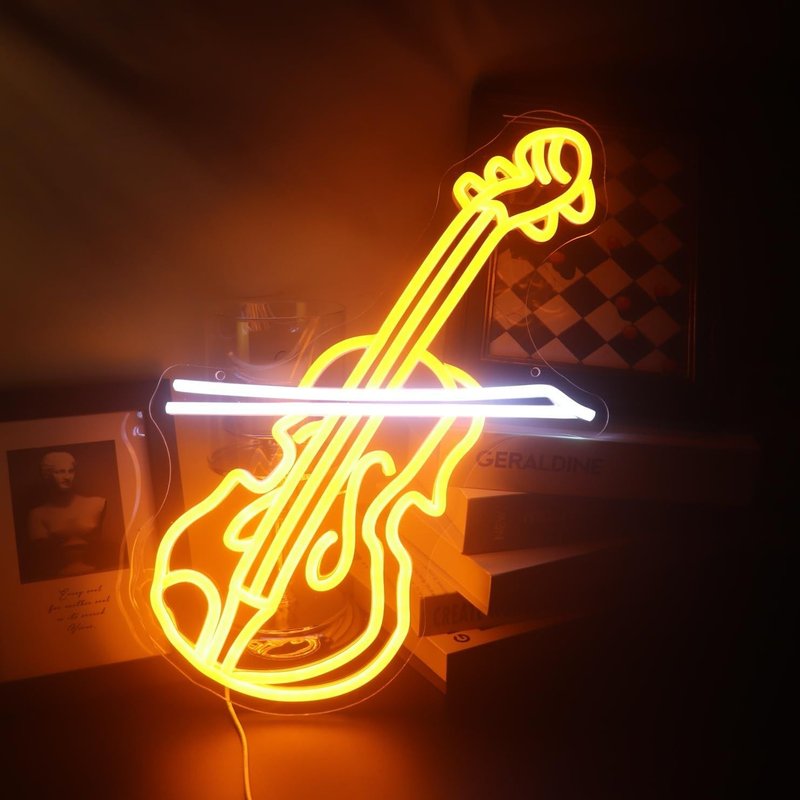 Panneau Lumineux Led Pour Violon, Lecteur De Musique, Instrument De Musique, Décoration Murale, Chambre À Coucher, Salle De Jeux, Cadeau De Noël Ou D'anniversaire