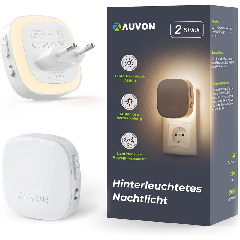 Veilleuse Bébé Enfant, Veilleuse Prise Électrique Avec Capteur De Mouvement Et Capteur Crépusculaire, 2 Pièces Veilleuse Led Chaud Réglable De 1-50 Lm Pour Couloir Escalier Chambre À Coucher