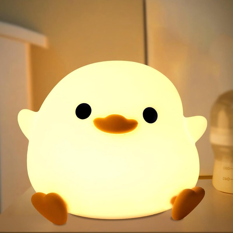 Veilleuse Forme Canard Mignon, Lampe Silicone Souple Avec Intensité Variable + Minuterie, Décorations Chambre À Coucher, Cadeaux D'anniversaire Pour Enfants Bébés Femmes Filles Et Garçons