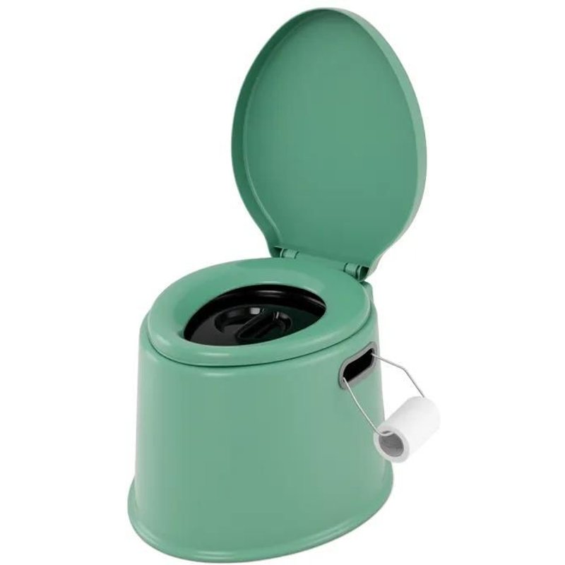 COSTWAY WC Chimique Portable Toilette Seche avec Seau Intérieur 5L et Porte-papier Charge 200KG pour Camping Car,Caravane Vert