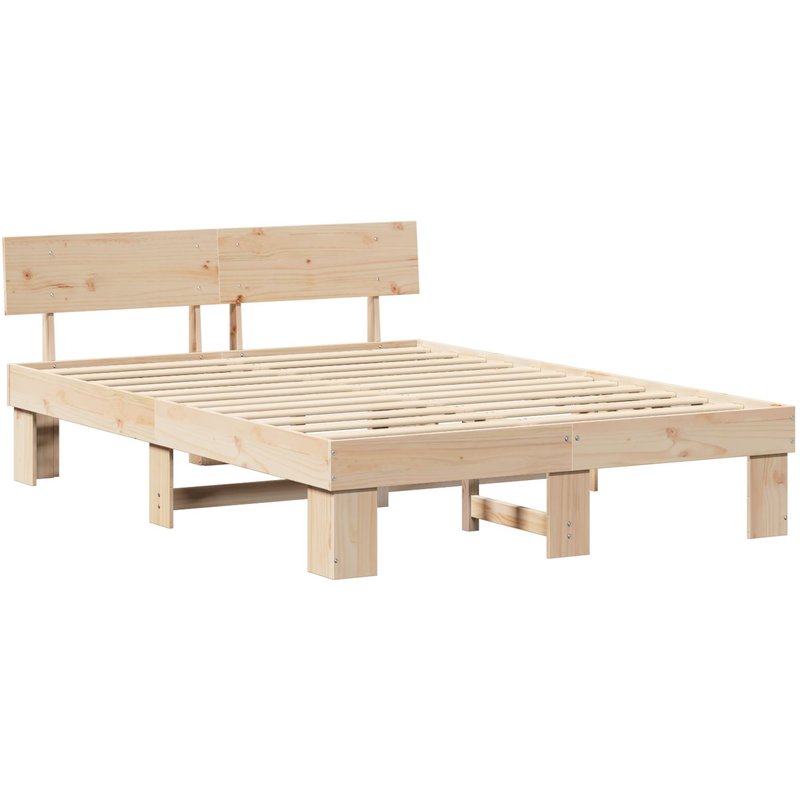 Vidaxl Cadre De Lit Marron 160 X 200 Cm Bois De Pin Massif