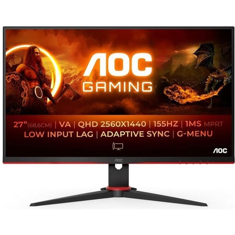 Ecran PC AOC G2 Q27G2E/BK 27" 2560 x 1440 Quad HD Noir et Rouge