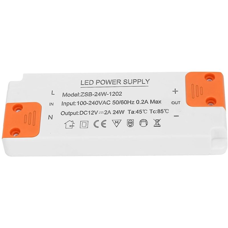 Transformateur 12V 220V LED-230V Transformateur 24W 2A LED Driver,Alimentation Transfo 12V,Sans Scintillement,Sans Bruit,Pour Lampes HalogèNes G4 Mr16 Gu5.3 Led,1 Pcs