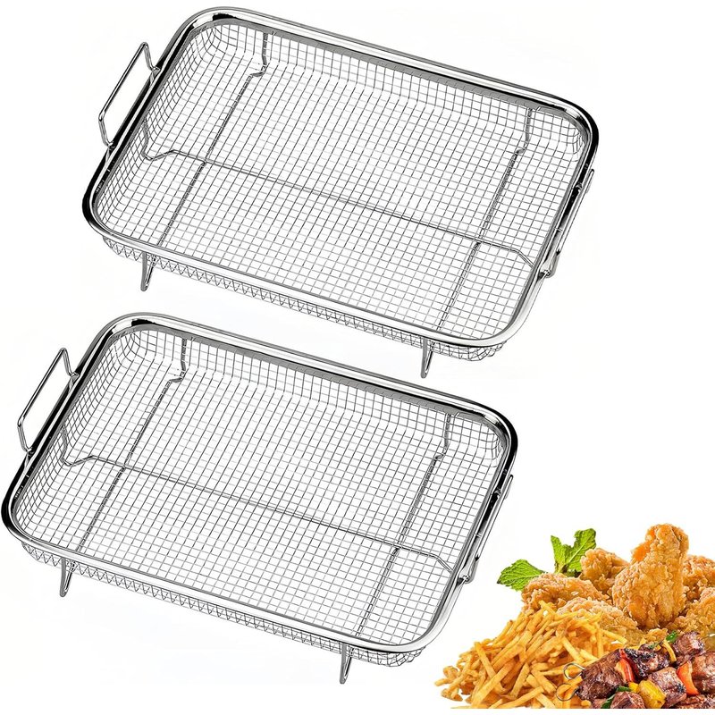 Letnerny-2 Pièces Acier Inoxydable Panier À Friture Au Four, Panier Légumes Acier Inoxydable, Paniers De Cuisson Pour Barbecue, Pour La Cuisson, Le Rôtis , La Cuisson Et La Friture À L'air