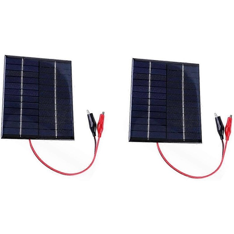 2 PCS 12V 2W Chargeur de panneau solaire pliable de haut avec fil de clip