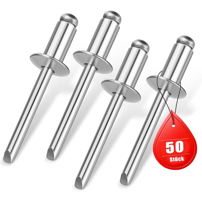 Lot de 50 rivets aveugles 3,2 x 10 mm en acier inoxydable A2 V2A avec extrémité ouverte,rivets aveugles en acier