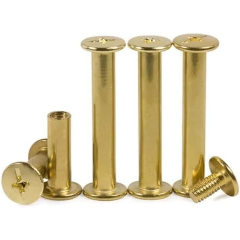 Chicago Vis de Reliure à Vis Laiton Plaqué Rivets à Tête Plate M5x6mm (40 pcs)